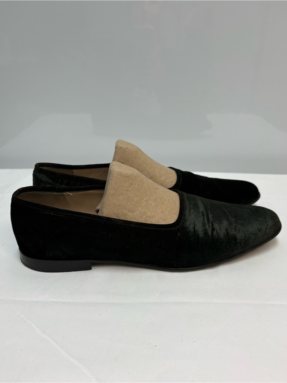 Salvatore Ferragamo Black Velvet Venetian Loafers Smoking Flats Size 7.5 C